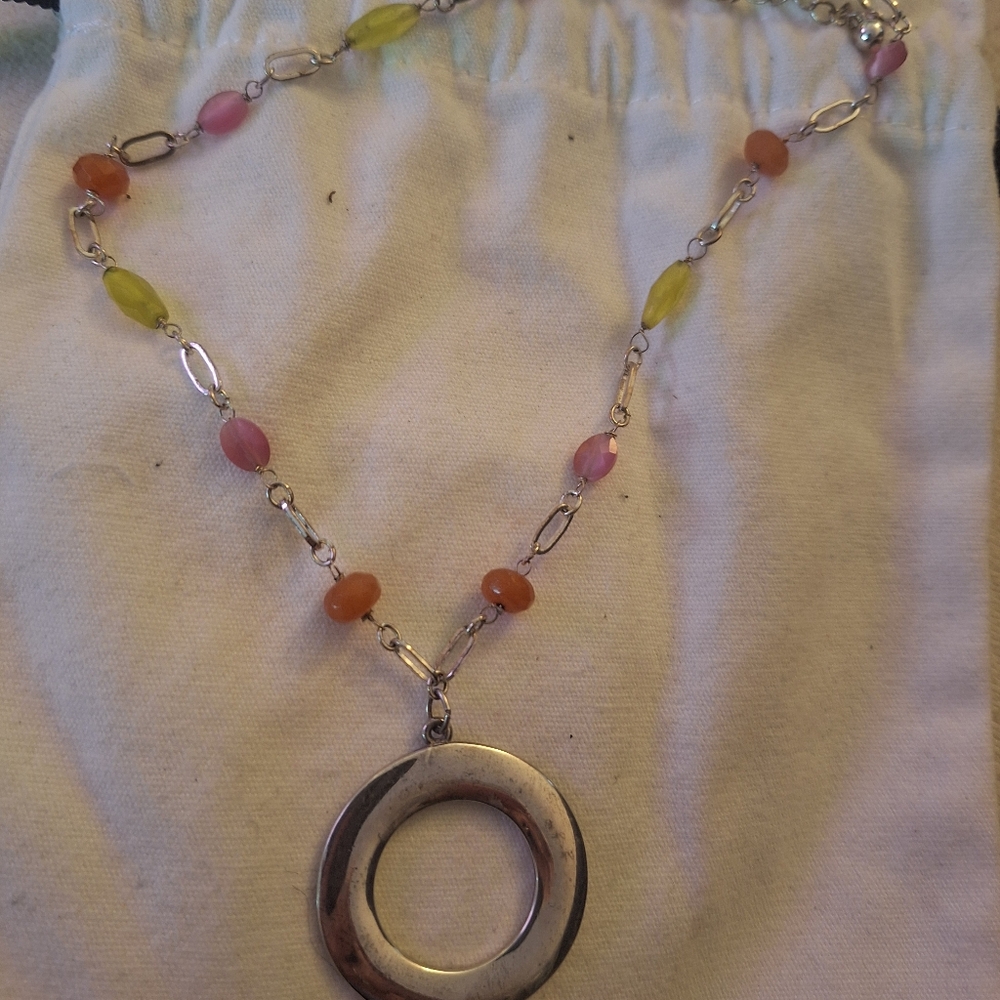 Childs Silver Multicolor Beaded Necklace